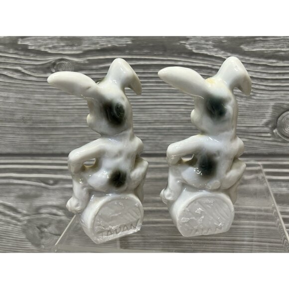 Vintage Kitschy Bunny Rabbit Japan Figurine Set of 2 Easter Funny 3.5” Unique - Picture 4 of 5